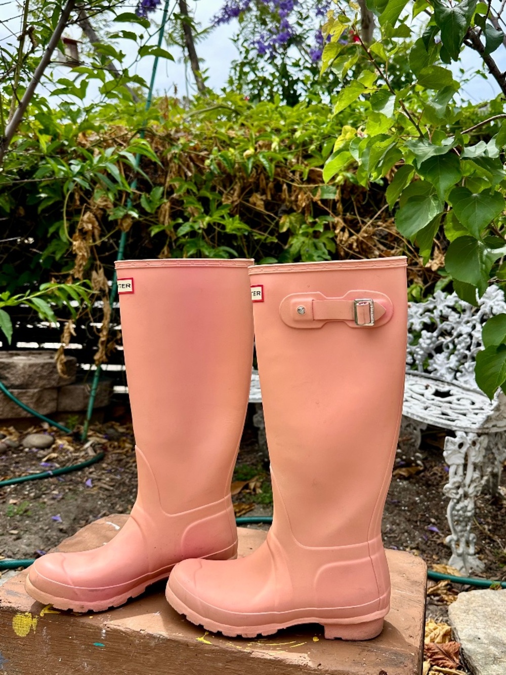 Hunter Tall Pink Rain Boots Woman US 6